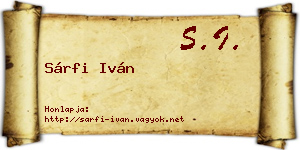 Sárfi Iván névjegykártya